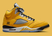 Sneakers Air Jordan 5 Tokyo T23 2025 jaunes en nubuck premium avec détails exclusifs, languette réfléchissante et amorti Air