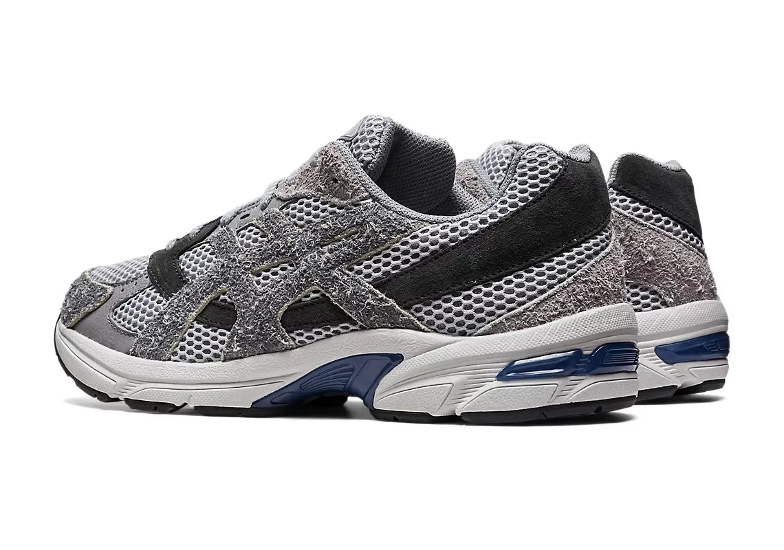ASICS Gel-1130 Mid Grey Steel Grey – sneakers modernes et confortables inspirées du rétro-running, bleu, gris, noir, vue de dos 3/4