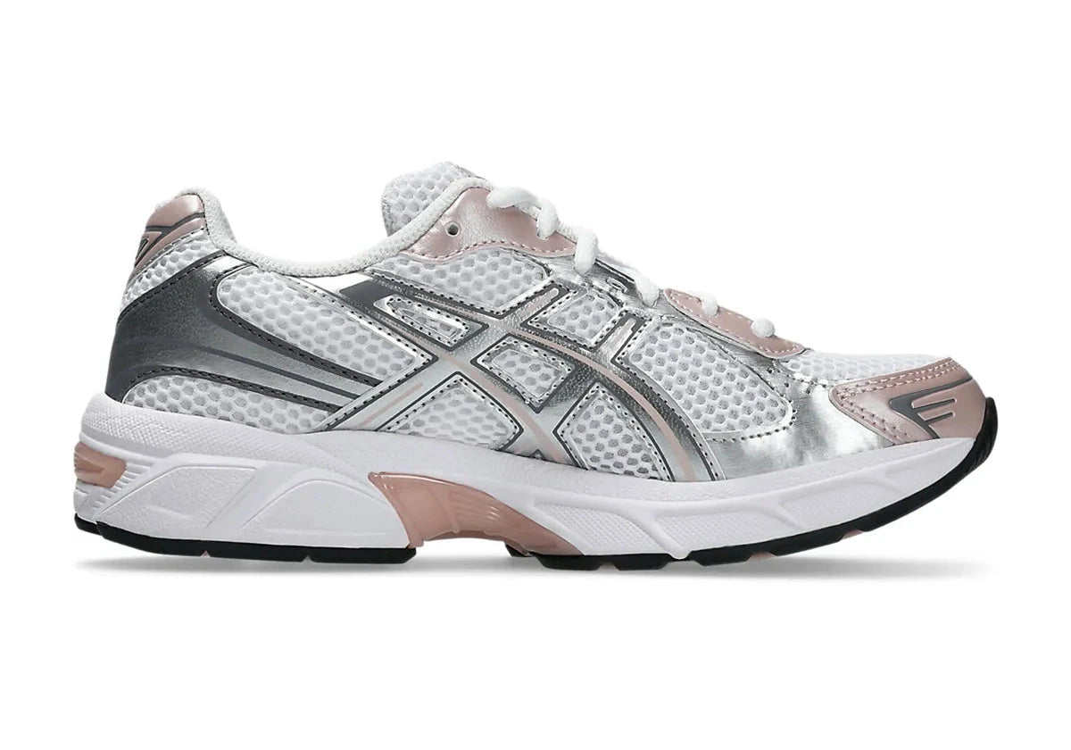 Chaussure de running ASICS GEL 1130 ROSE ET BLANCHE, semelle légère, vue de profil