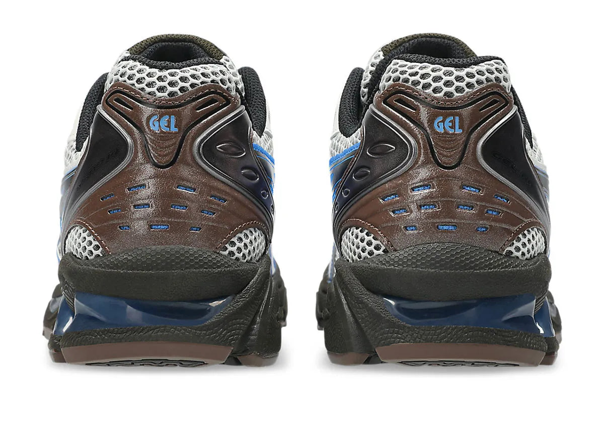 Sneakers ASICS Gel-Kayano 14 Cream et Blue Coast en mesh respirant avec amorti GEL® et semelle FF Blast+ premium.Vue arrière 