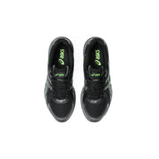 ASICS Gel-Sekiran Black Silver Green en mesh noir avec détails argentés et verts, amorti GEL et silhouette technique contemporaine.