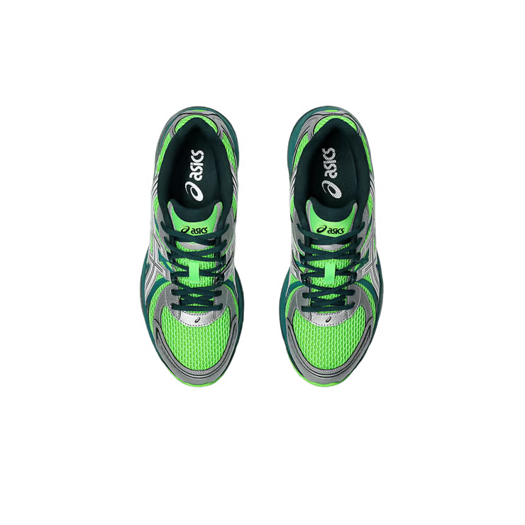 ASICS Gel-Sekiran Green Gecko en mesh vert avec amorti GEL, détails techniques et silhouette inspirée de l’outdoor moderne.