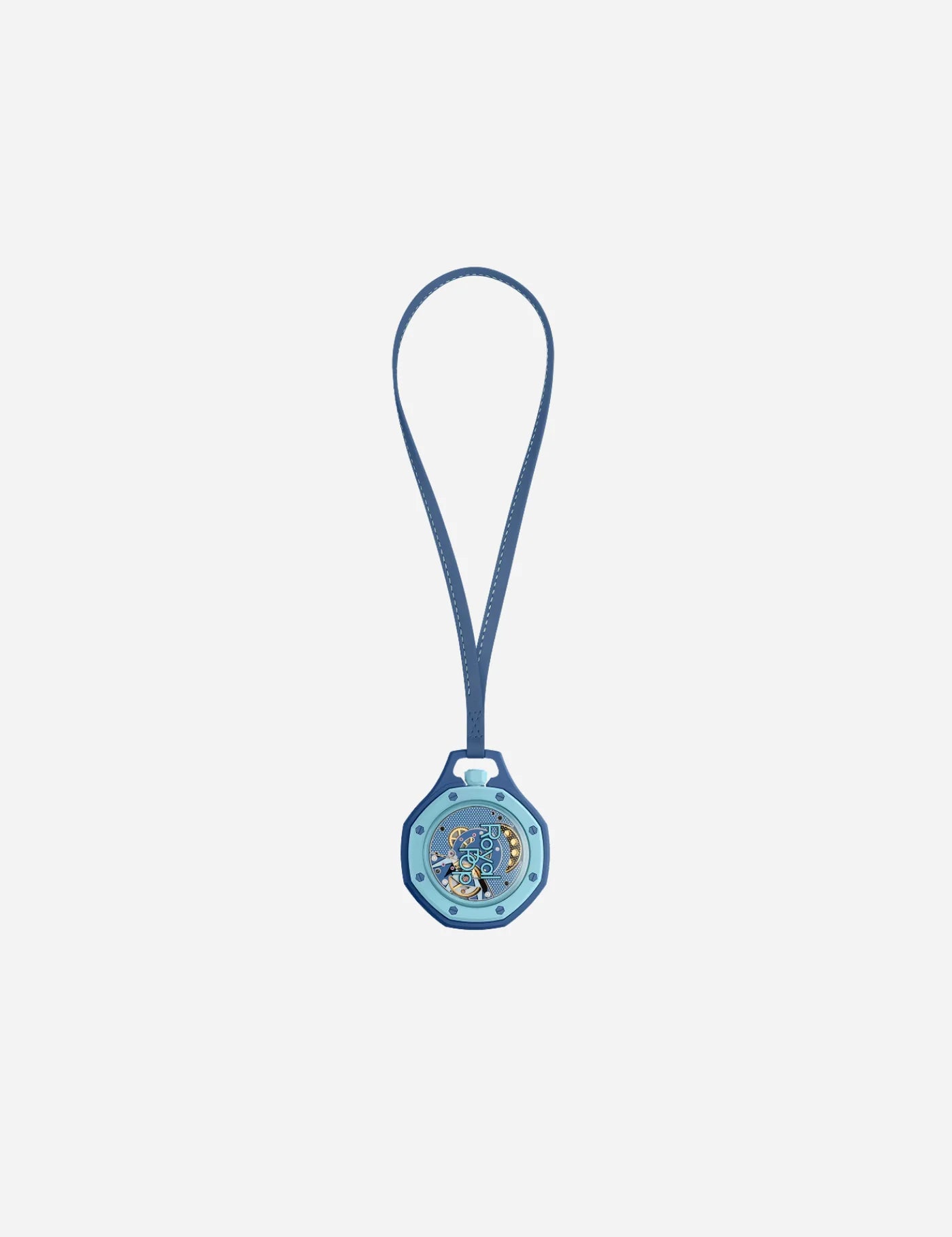 Swatch x Audemars Piguet Royal Pop Savonnette Lan Ba SSX03L100N, montre de poche mécanique bleue en Bioceramic avec cadran Tapisserie et lunette octogonale.