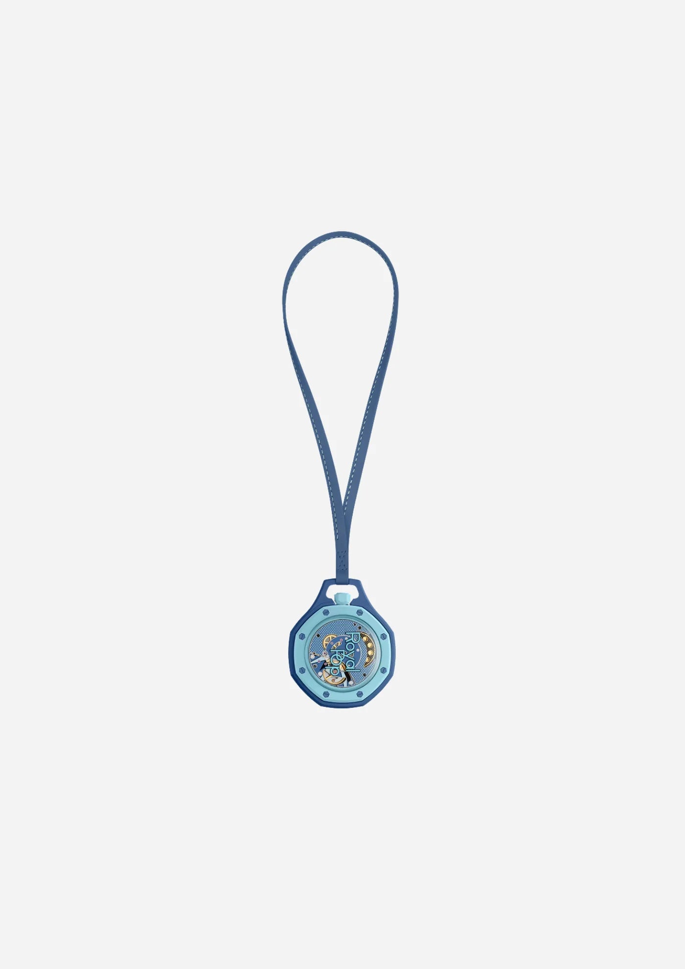 Swatch x Audemars Piguet Royal Pop Savonnette Lan Ba SSX03L100N, montre de poche mécanique bleue en Bioceramic avec cadran Tapisserie et lunette octogonale.