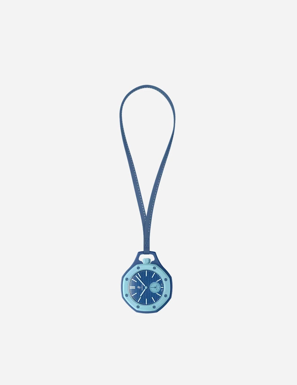 Swatch x Audemars Piguet Royal Pop Savonnette Lan Ba SSX03L100N, montre de poche mécanique bleue en Bioceramic avec cadran Tapisserie et lunette octogonale.