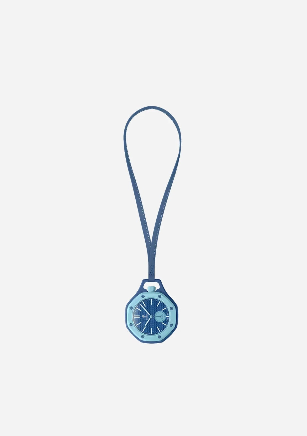 Swatch x Audemars Piguet Royal Pop Savonnette Lan Ba SSX03L100N, montre de poche mécanique bleue en Bioceramic avec cadran Tapisserie et lunette octogonale.
