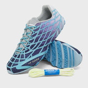 Adidas F50 Ghost Sprint Bad Bunny Dark Marine avec tige textile bleu marine, dégradé bleu clair, motif effet toile d’araignée et semelle extérieure en caoutchouc.