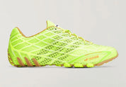 Adidas F50 Ghost Sprint Bad Bunny Solar Slime avec tige textile jaune-vert Solar Slime, détails noirs, motif inspiré de la F50 Spider et semelle extérieure en caoutchouc.