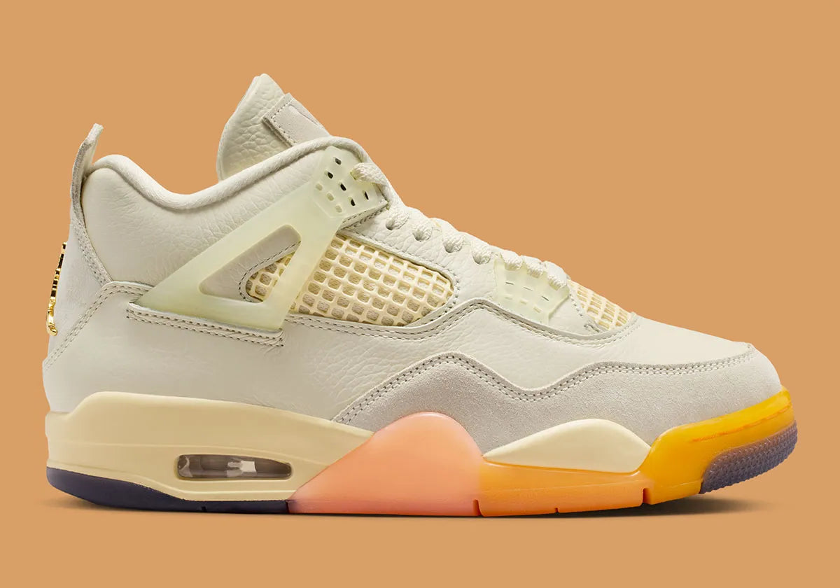 Air Jordan 4 Retro Birds of Paradise, sneakers Jordan 4 avec amorti Air-Sole visible, tige en matériaux premium et coloris Birds of Paradise.