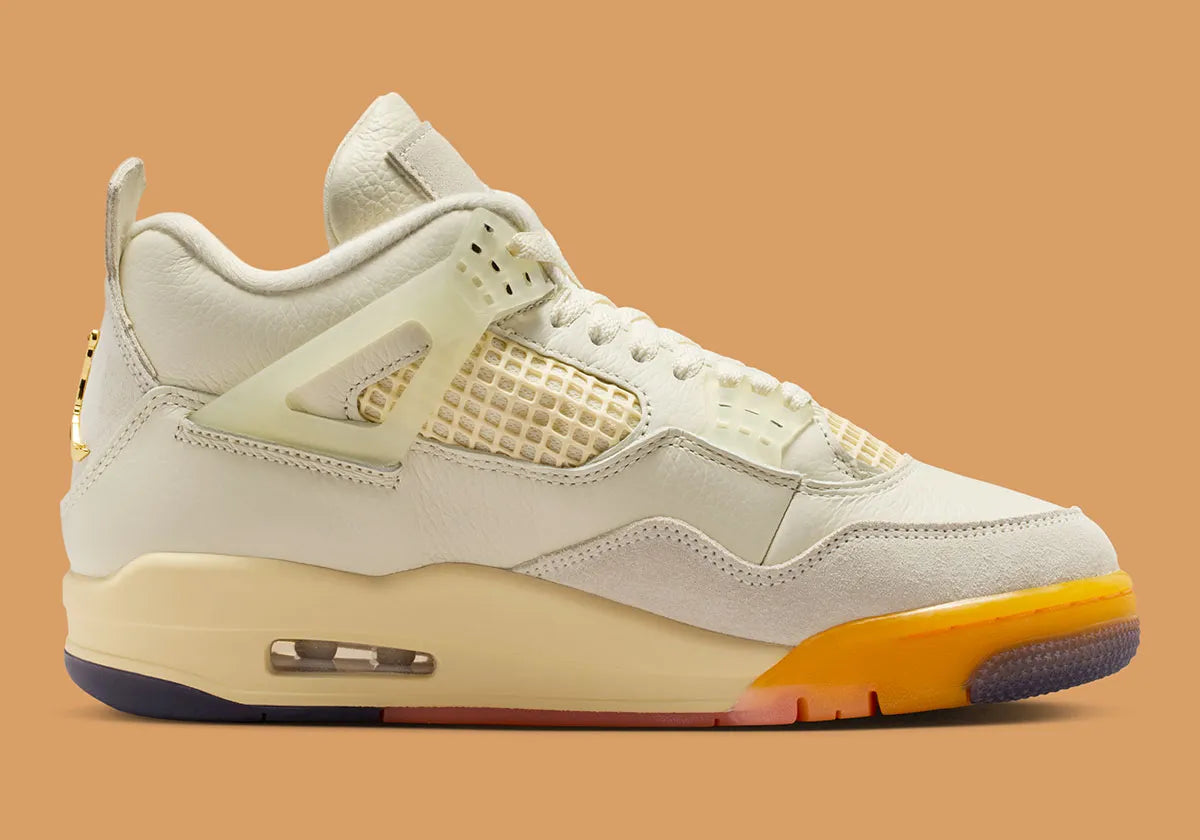 Air Jordan 4 Retro Birds of Paradise, sneakers Jordan 4 avec amorti Air-Sole visible, tige en matériaux premium et coloris Birds of Paradise.