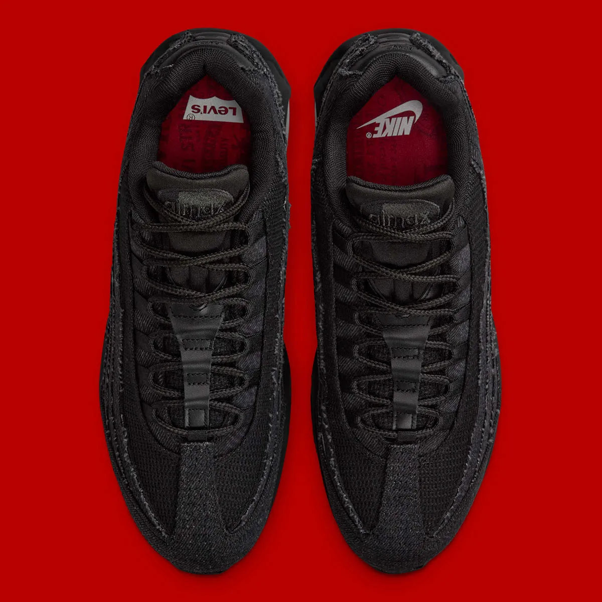  Chaussure de rue air max 95 black levi's effet jean noir , semelle confortable , vu de haut