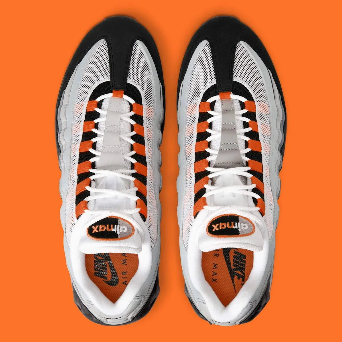 Sneakers Nike Air Max 95 OG Big Bubble Bright Mandarin 2.0 en mesh respirant et superpositions premium avec amorti Air Max maximal.Vue de haut 
