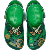 Crocs Classic Clog LEGO Ninjago, sabot Crocs Classic Clog inspiré de l'univers LEGO NINJAGO avec détails graphiques et bride pivotante vue du dessus. 