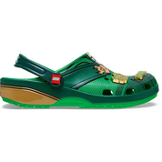 Crocs Classic Clog LEGO Ninjago, sabot Crocs Classic Clog inspiré de l'univers LEGO NINJAGO avec détails graphiques et bride pivotante vue de profil. 
