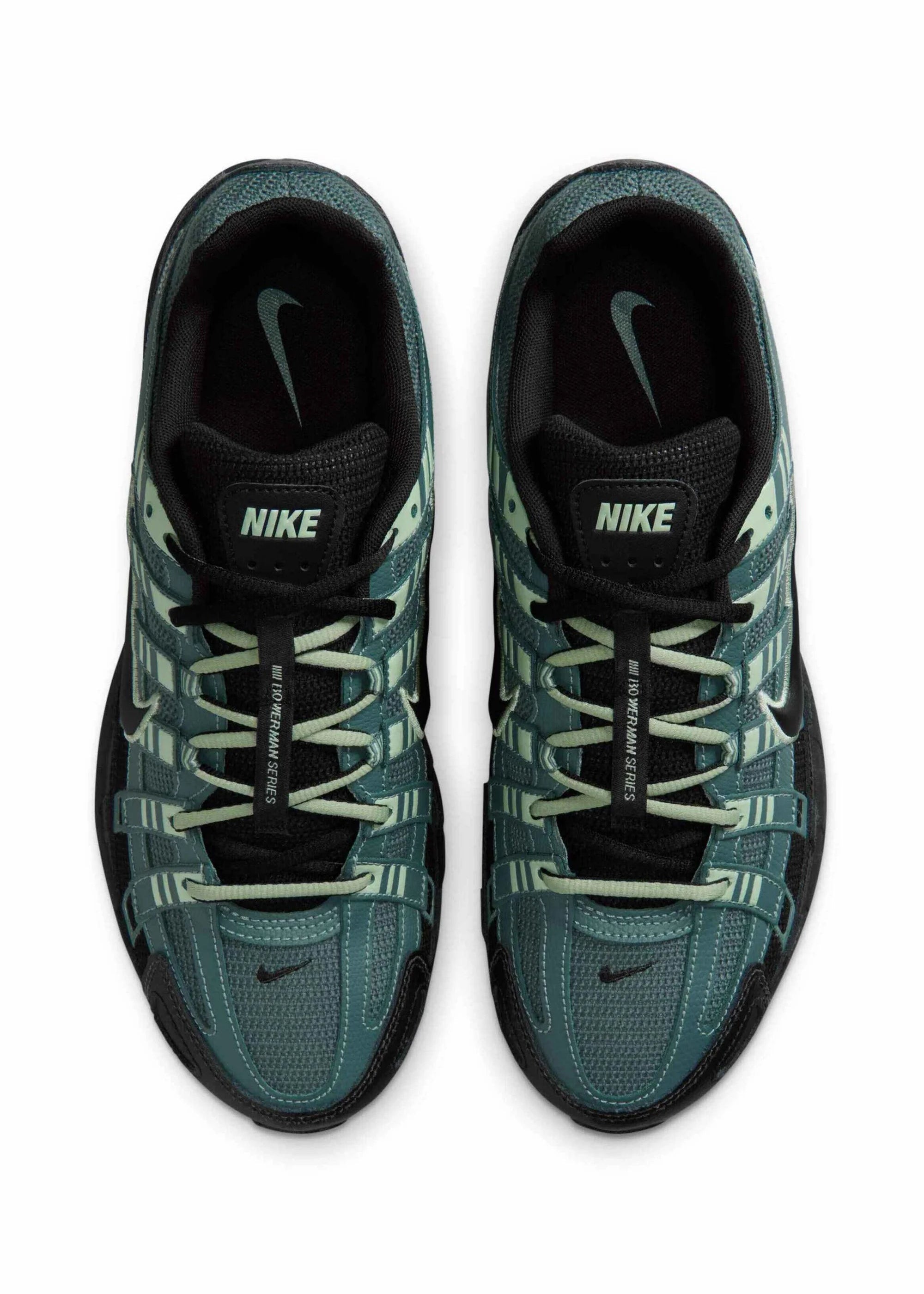 Nike P-6000 Anthracite Clay Green grise et noire avec tige textile, empiècements multicouches et détails vert Clay Green.