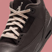 Air Jordan 3 Retro Fireside CK9246-200 en cuir et nubuck marron avec Elephant Print, lacets Rust Pink, Jumpman blanc et semelle gum.