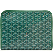 Goyard Jouvence Toiletry Bag MM Green, trousse de toilette verte en toile Goyardine avec détails en cuir et finition palladium.