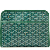 Goyard Jouvence Toiletry Bag MM Green, trousse de toilette verte en toile Goyardine avec détails en cuir et finition palladium.