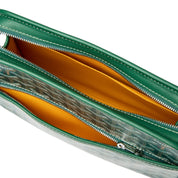 Goyard Jouvence Toiletry Bag MM Green, trousse de toilette verte en toile Goyardine avec détails en cuir et finition palladium.