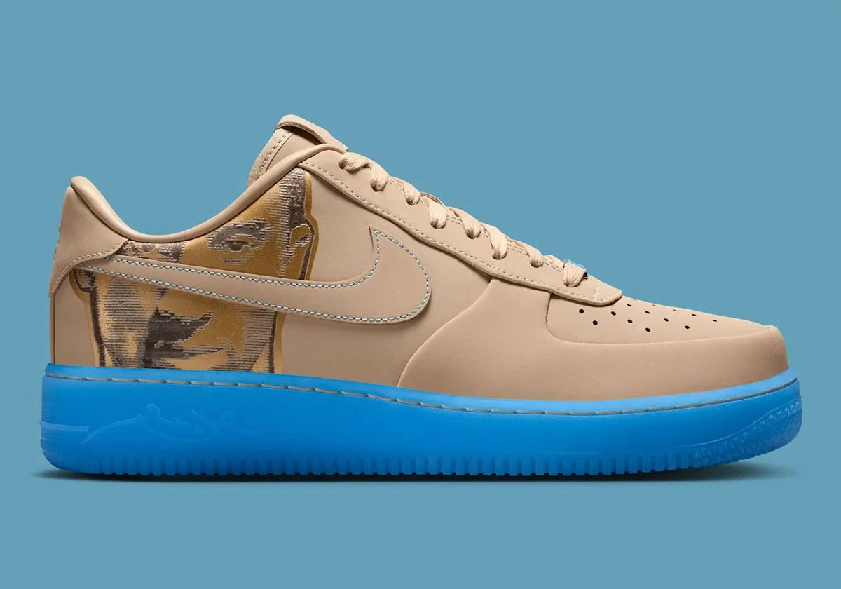 Sneakers Nike Air Force 1 Low Protro Kobe Bryant Linen beige en cuir premium avec détails signature et amorti Air iconique