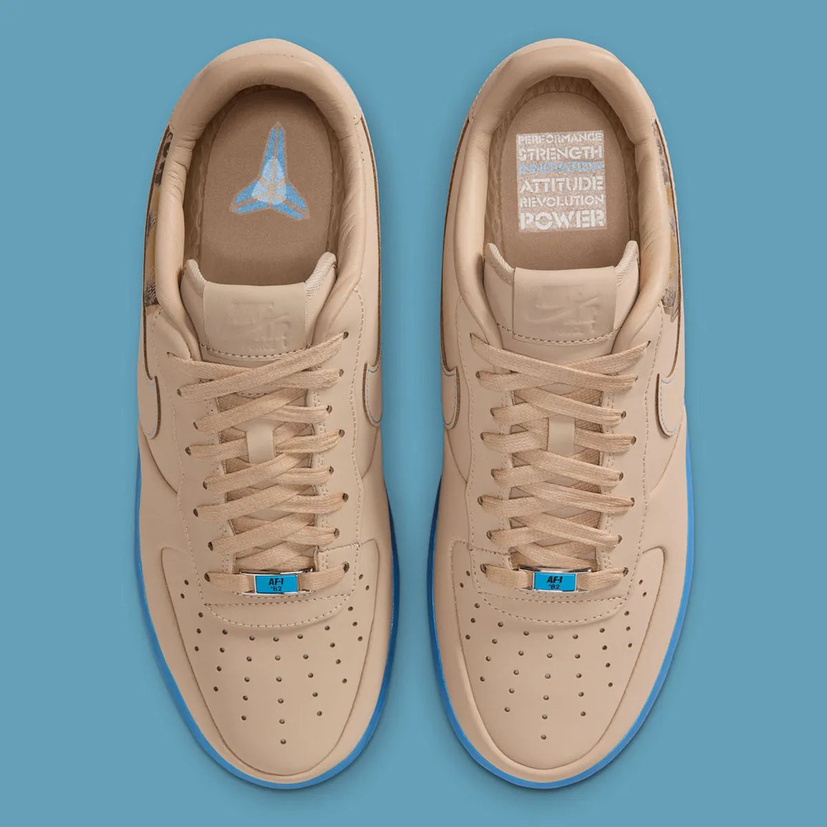 Sneakers Nike Air Force 1 Low Protro Kobe Bryant Linen beige en cuir premium avec détails signature et amorti Air iconique