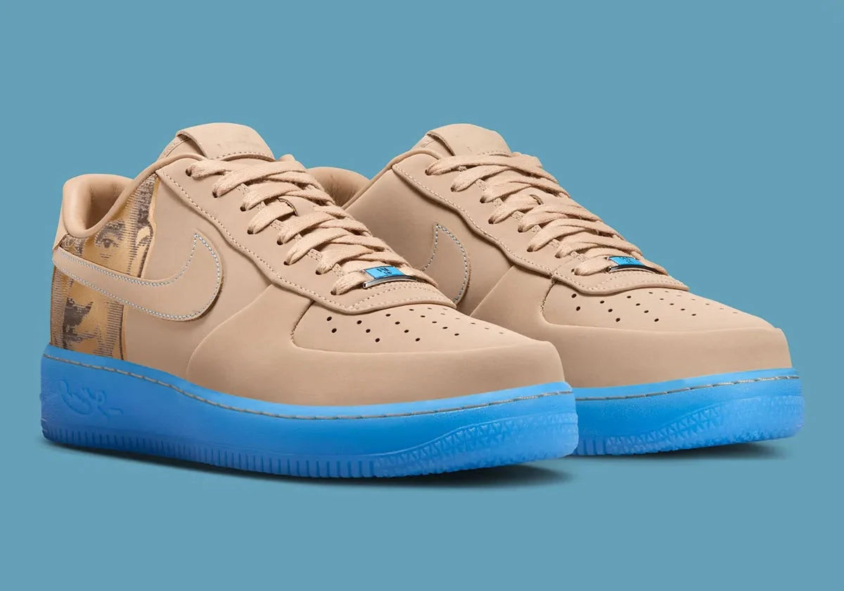 Sneakers Nike Air Force 1 Low Protro Kobe Bryant Linen beige en cuir premium avec détails signature et amorti Air iconique