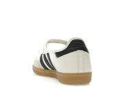 Sneaker adidas Samba Jane Cream Black Gum en cuir crème avec bandes noires, bride Mary Jane et semelle gomme rétro emblématique.Vue arrières 