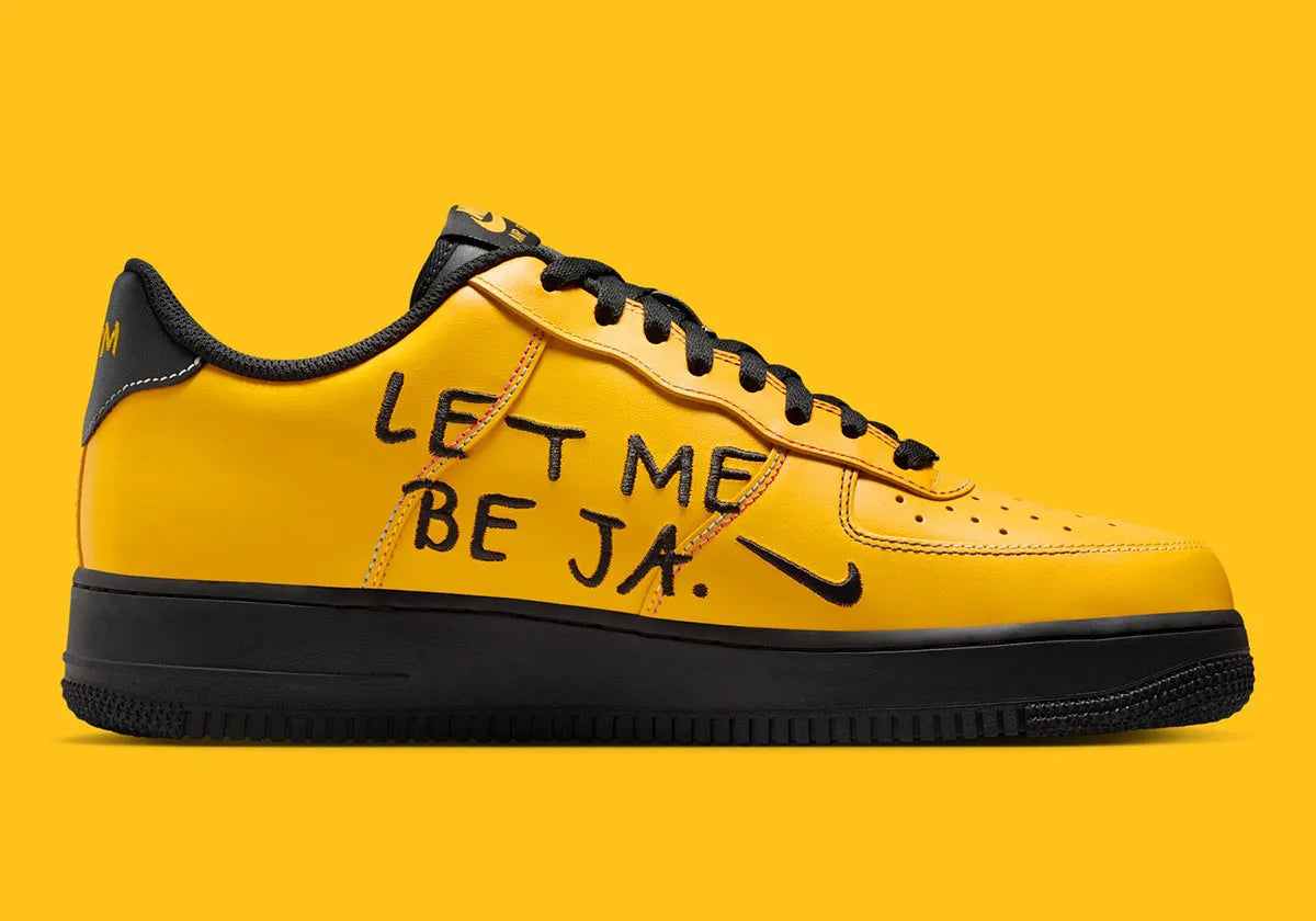 Sneakers Nike Air Force 1 Low Ja Morant Let Me Be Ja noires en cuir premium avec détails graphiques signature et amorti Air