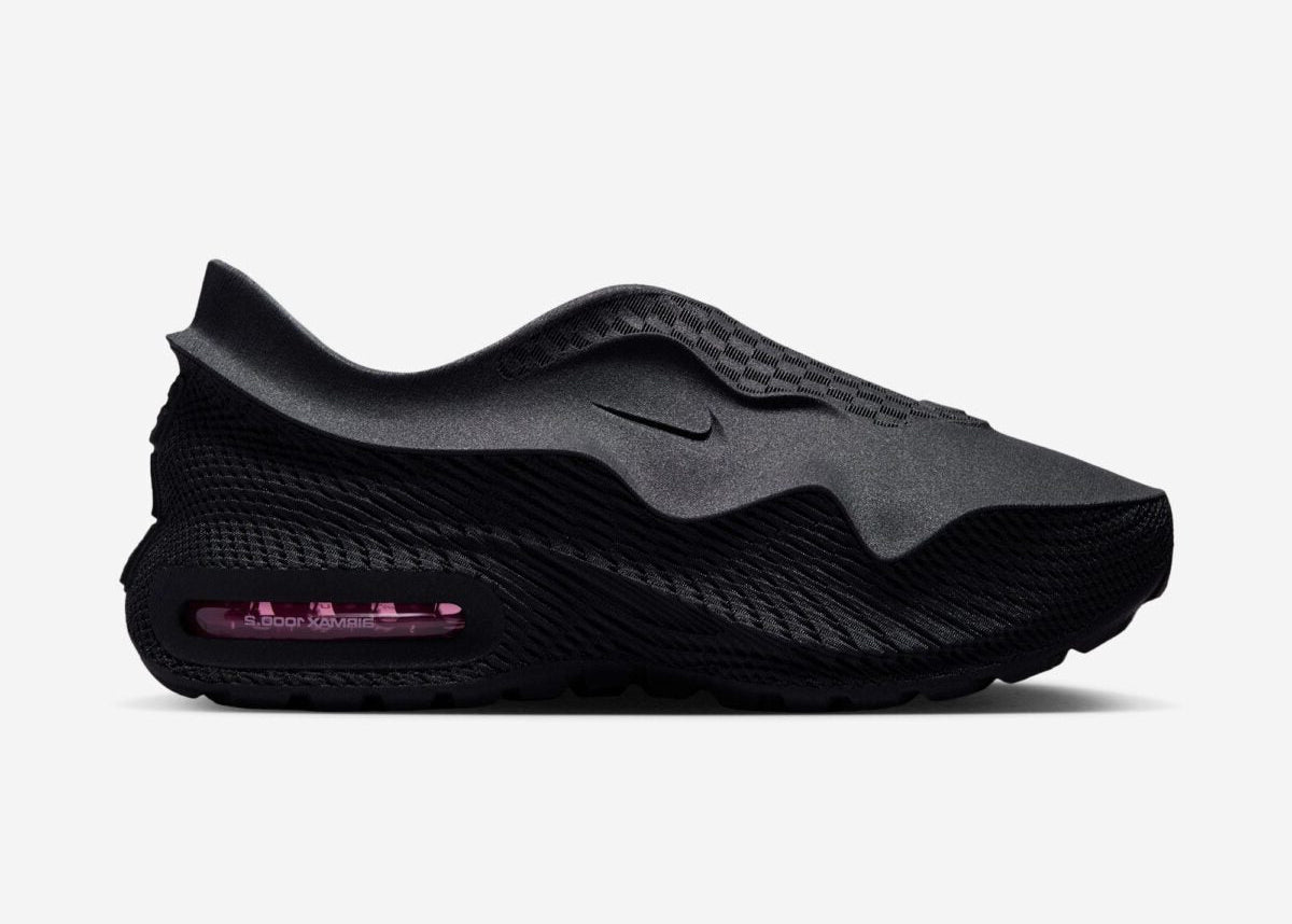 Nike Air Max 1000.2 Black Pink Spell avec tige en textile noir, empiècements synthétiques, détails Pink Spell, technologie Air visible et silhouette moderne.