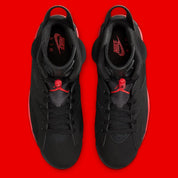 Air Jordan 6 Retro Infrared Salesman CT8529-001 en nubuck noir avec semelle Light Crimson, unité Nike Air visible et détails Not For Resale.