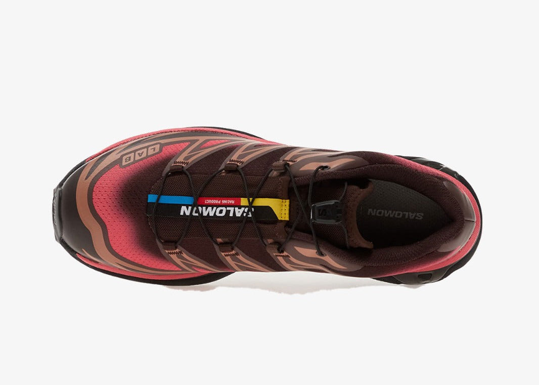 Sneakers Salomon XT-6 Skyline Black Coffee Rouge Red en mesh technique avec Agile Chassis System et semelle Contagrip premium.