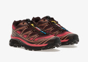 Sneakers Salomon XT-6 Skyline Black Coffee Rouge Red en mesh technique avec Agile Chassis System et semelle Contagrip premium.