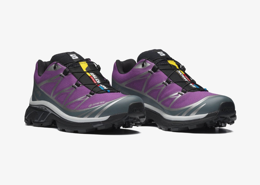 Sneakers Salomon XT-6 Gore-Tex Concord Grape Stormy Weather en mesh technique imperméable avec Contagrip et Agile Chassis System.