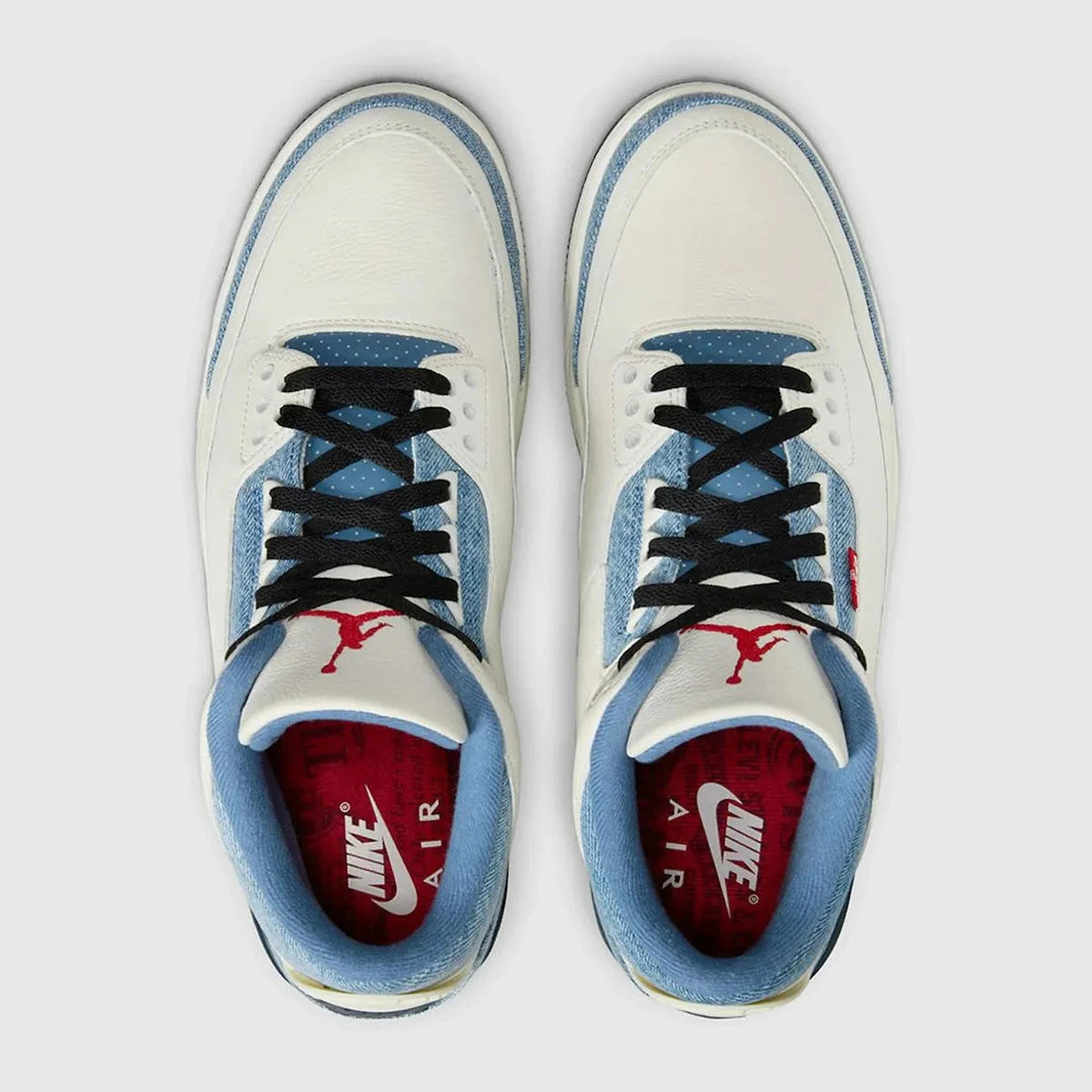 Sneakers Air Jordan 3 Retro en denim premium Levi’s, coloris Blue Denim avec éléments signature et amorti Air visible.