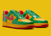 Chaussure de ville air force 1 lil yachty coloré été, vert, jaune, rouge, semelle confortable, vue de 3/4