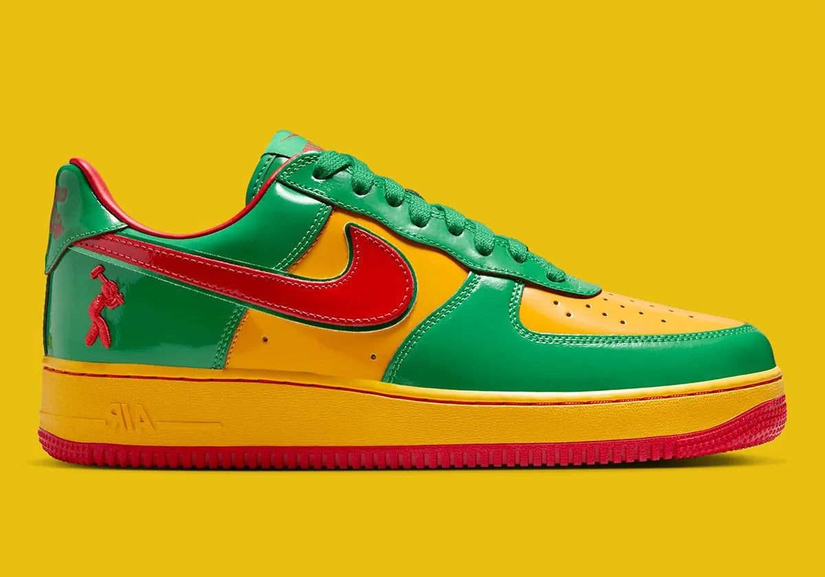 Chaussure de ville air force 1 lil yachty coloré été, vert, jaune, rouge, semelle confortable, vue de profil extérieurs 