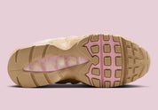 Sneakers Nike Air Max 95 OG Big Bubble Linen en mesh et suède beige avec unités Air visibles surdimensionnées et design ondulé iconique.Vue de la semelle 