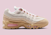 Sneakers Nike Air Max 95 OG Big Bubble Linen en mesh et suède beige avec unités Air visibles surdimensionnées et design ondulé iconique.Vue de coté intérieur 