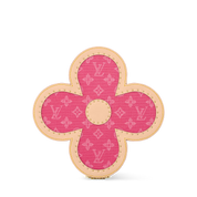 Louis Vuitton Blooming Box, boîte à bijoux rigide en toile Monogram marron en forme de fleur avec cuir et serrure S dorée.