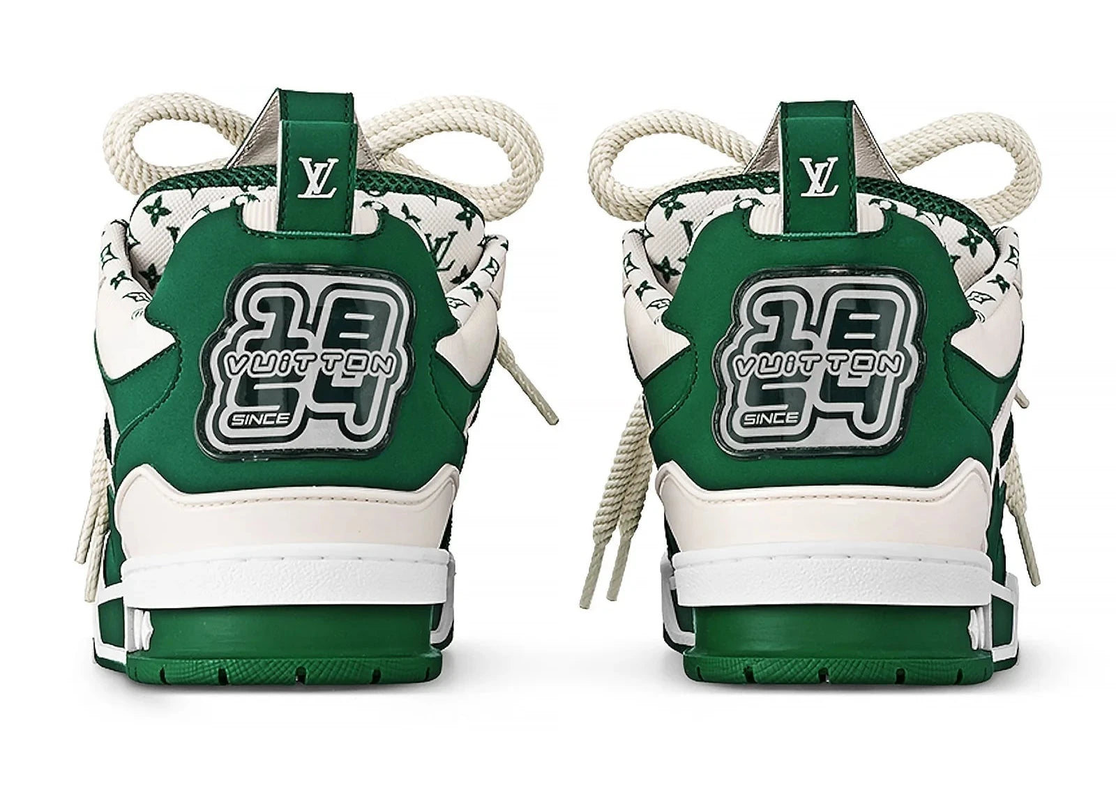 Louis Vuitton LV Skate Sneaker Green White, sneaker de luxe Louis Vuitton verte et blanche inspirée du skate avec matériaux premium et finitions haut de gamme