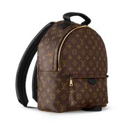 Louis Vuitton Palm Springs Monogram MM, sac à dos en toile Monogram marron avec garnitures en cuir, poche avant zippée et bretelles ajustables.