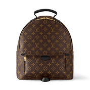 Louis Vuitton Palm Springs Monogram MM, sac à dos en toile Monogram marron avec garnitures en cuir, poche avant zippée et bretelles ajustables.