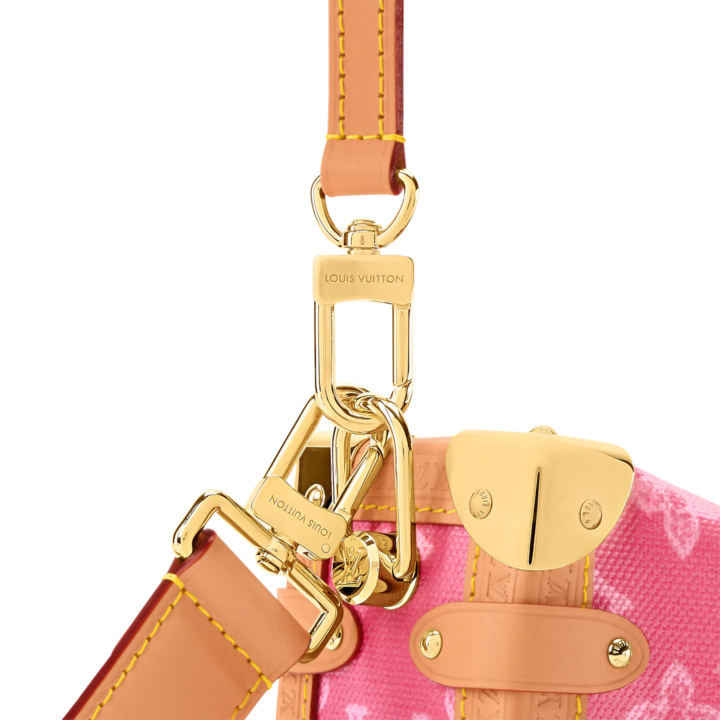 Louis Vuitton Side Trunk PM, sac rectangulaire en toile Monogram marron avec cuir, coins renforcés, serrure S dorée et bandoulière.
