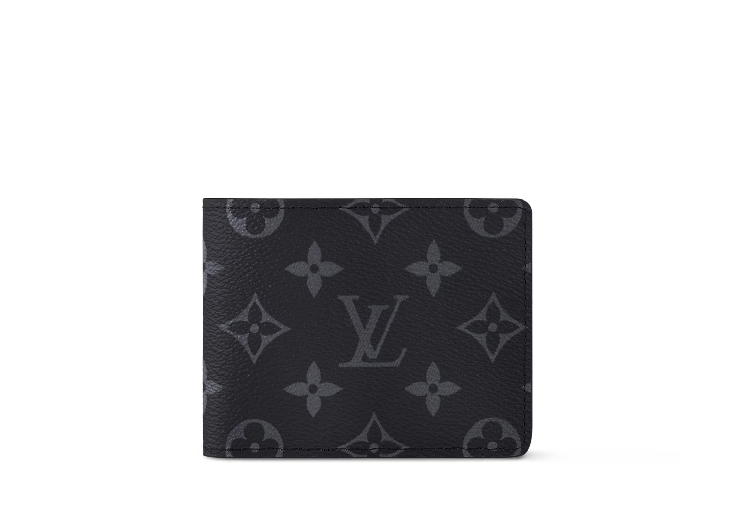 Louis Vuitton Slender Wallet Monogram Eclipse, portefeuille compact noir et gris en toile Monogram avec huit emplacements pour cartes.