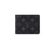 Louis Vuitton Slender Wallet Monogram Eclipse, portefeuille compact noir et gris en toile Monogram avec huit emplacements pour cartes.