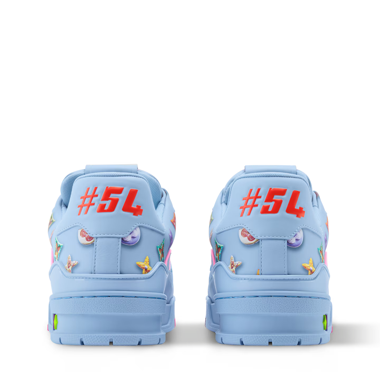 sneakers Louis Vuitton LV Trainer Monogram Donuts Blue en cuir premium avec motif Monogram embossé et semelle sculptée