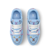 sneakers Louis Vuitton LV Trainer Monogram Donuts Blue en cuir premium avec motif Monogram embossé et semelle sculptée