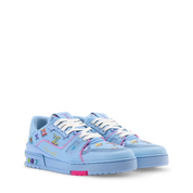  sneakers Louis Vuitton LV Trainer Monogram Donuts Blue en cuir premium avec motif Monogram embossé et semelle sculptée