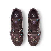 sneakers Louis Vuitton LV Trainer Monogram Donuts Brown en cuir premium avec motif Monogram embossé et semelle sculptée