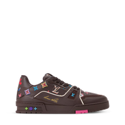 sneakers Louis Vuitton LV Trainer Monogram Donuts Brown en cuir premium avec motif Monogram embossé et semelle sculptée